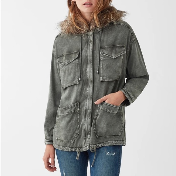 Splendid Dune Sateen Anorak Faux Fur Hood Jacket - Picture 2 of 13